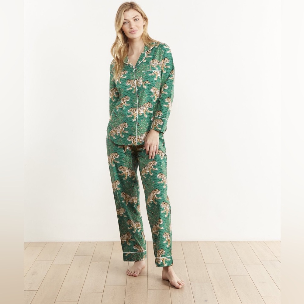 Printfresh Bagheera Green Animal Print Cotton Pajama Set S